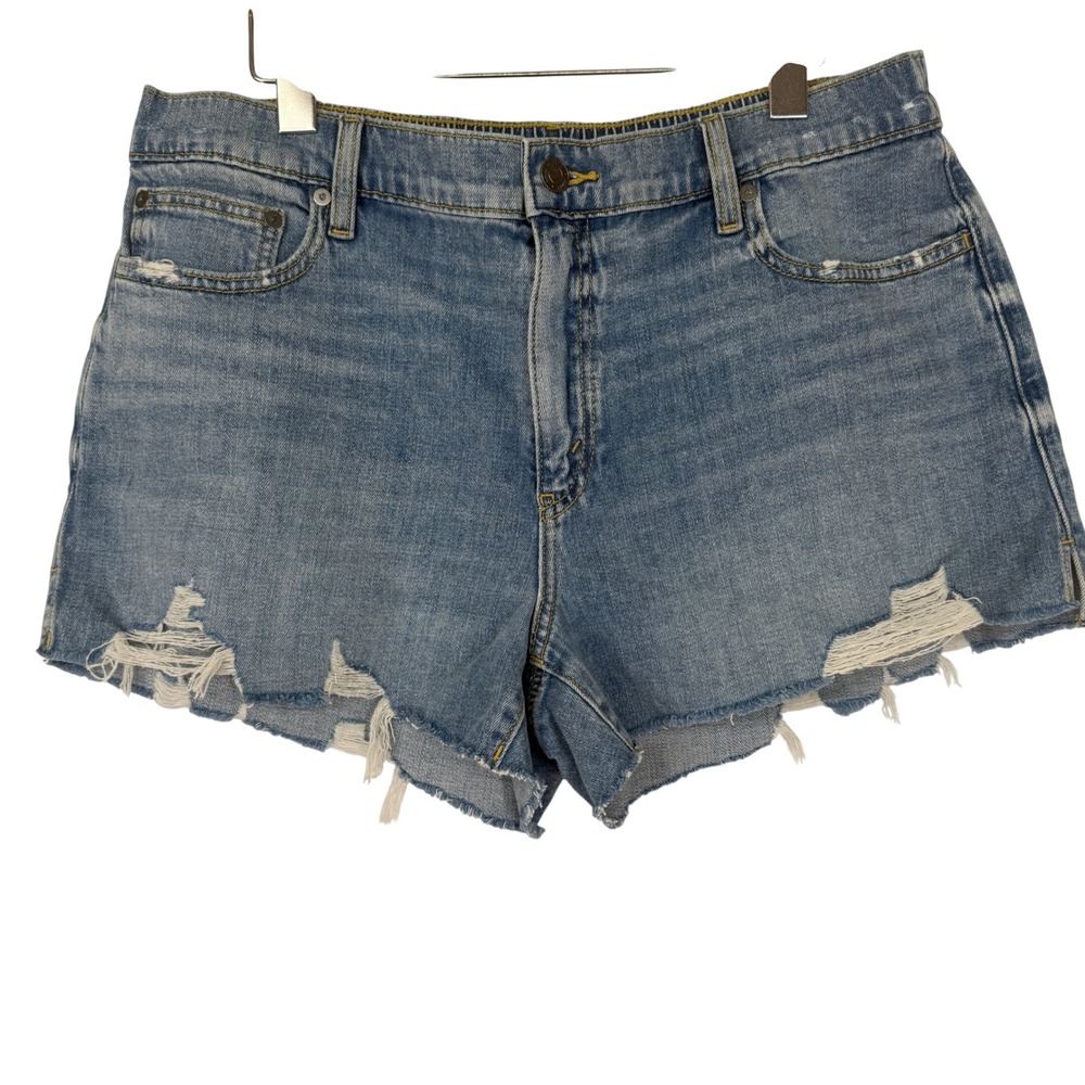 Aerie Distressed Denim Shorts Womens L Light Wash NEW